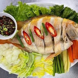 ปลาทับทิมนึ่งจิ้มแจ่ว