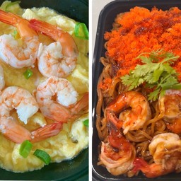 เซตข้าวไข่ข้นกุ้งและ มาม่าผัดซอสเกาหลีกุ้ง+ไข่กุ้ง