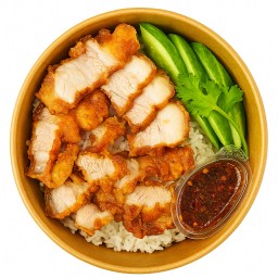 ข้าวหมูสามชั้นทอดกรอบ