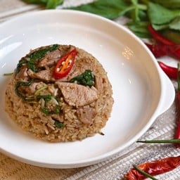 ข้าวกะเพรา คลุกข้าว หมูชิ้นพรีเมี่ยม  (100g)