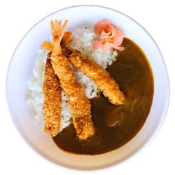 ข้าวหน้าแกงกะหรี่กุ้งทอด