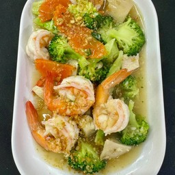 ผัดบล็อคโครี่กุ้ง