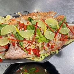 ปลาทับทิมนึ่งมะนาว