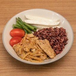 ไก่ผัดขิงกับข้าวหอมมันปู