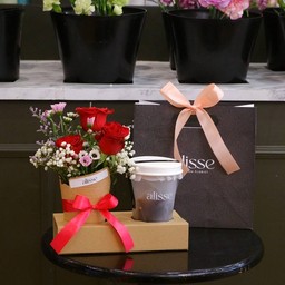 GiftSet Rose-Pot with Drink - ดอกกุหลาบ