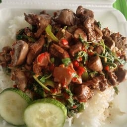 กระเพราเป็ดย่างราดข้าว