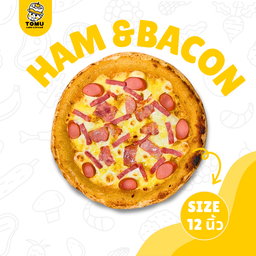 พิซซ่าหน้าแฮมและเบค่อน ถาดใหญ่ 12 นิ้ว