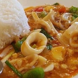 ข้าวหมึกผัดไข่เค็ม#ฟรีไข่ดาว