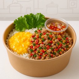 ข้าวไข่ข้นหมูสับคั่วพริกเกลือ