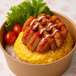 ข้าวไข่ข้นไก่ทอดกรอบ waffle