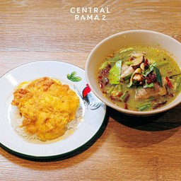 (ต.ซุปเปอร์แซ่บ By ตั๊ก) ต้มแซ่บคากิ+ข้าวไข่เจียว