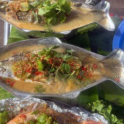 ปลากระพงนึ่งมะนาว