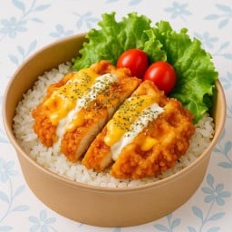 ข้าวไก่ทอดกรอบรังผึ้ง ราดซอสเยิ้มๆ