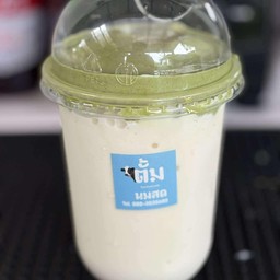 นมหมีปั่น ราดมัทฉะเหนียว(Original Bear Milk topped with Matcha Sticky Milk)