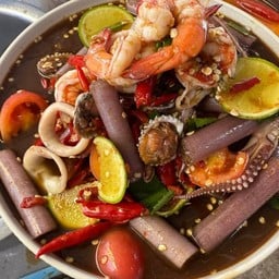 เหลา หอยแครง กุ้งสด หมึก