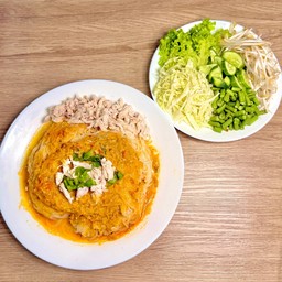 ชุดขนมจีนน้ำยาไก่//อกไก่ฉีก/ชุดผักเพื่อสุขภาพ