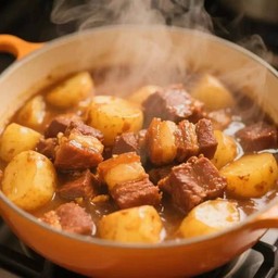 หมูสามชั้นตุ๋นใส่มันฝรั่งและแครอท