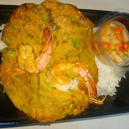 ข้าวทอดมันย่างหน้ากุ้ง