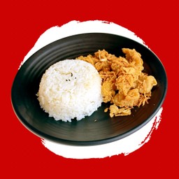 ข้าวไก่กรอบซอสน้ำปลา