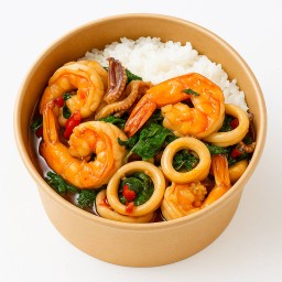 ข้าวกระเพราทะเล(กุ้งหมึก)