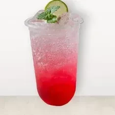 Red Syrup with Lime Soda