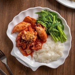 เย็นตาโฟแห้งทะเลรวมเล็ก/Dry Yen Ta Fo with Mixed Seafood Small//泰式干炒酿豆腐海鲜小