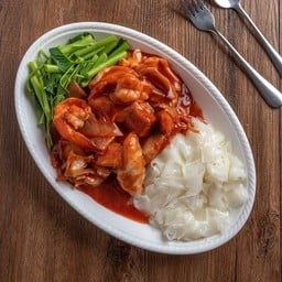 เย็นตาโฟแห้งทะเลรวมกลาง/Dry Yen Ta Fo with Mixed Seafood  Medium//泰式干炒酿豆腐海鲜 中