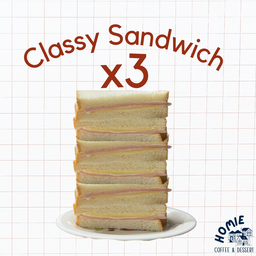 X3 Classy Sandwich แซนวิชคลาสิก 3 คู่ (ไม่มีผัก) - ไส้หวาน