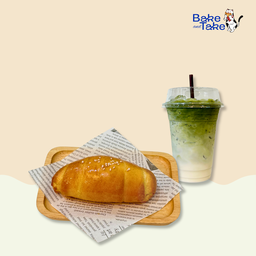 [เซตสุดฮิต] ขนมปังเกลือ Shio Pan + มัทฉะลาเต้