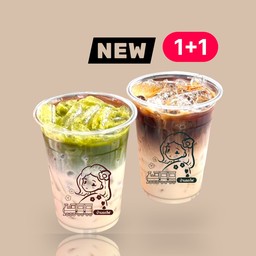 กาแฟลาเต้+ชาเขียวลาเต้ 1+1