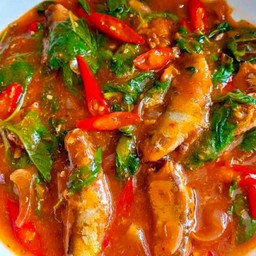 กระเพราปลากระป๋องราดข้าว