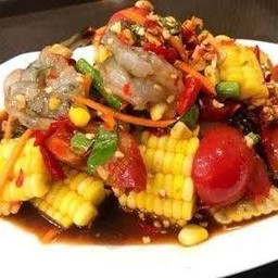 ตำข้าวโพด โคราช กุ้งสด