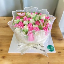 ช่อดอกไม้ สีขาว-ชมพู