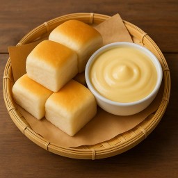 ขนมปังอบไอน้ำ+นมข้น
