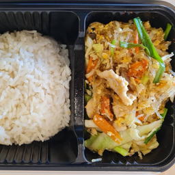 ข้าวราด ผัดวุ้นเส้นหมู