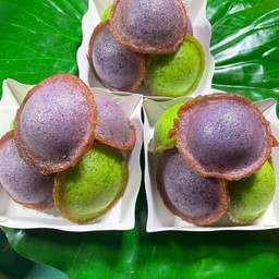 ขนมฝักบัวมันม่วง ใบเตย ถาดใหญ่ (13ชิ้น