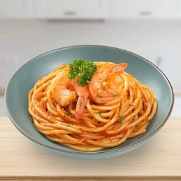 มักกะโรนีผัดกุ้งจัมโบ้