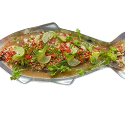 ปลากะพงนึ่งมะนาว ตัว