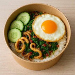 ข้าวกะเพราปลาหมึก