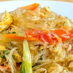 ผัดวุ้นเส้นราดข้าว