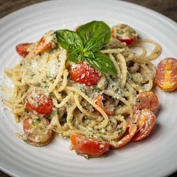 Spaghetti Pesto Anchovies