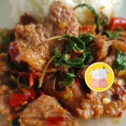 กะเพราเนื้อนุ่มขุนช้าง (เนื้อชิ้น)