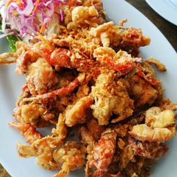 ปูนิ่มทอดกระเทียมพริกไทยดำ เป็นกับข้าว