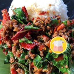 กะเพราเนื้อสับหมาล่าชาลิ้น 😈🌶️