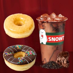 โกโก้ชาไทย + โดนัท 2 ชิ้น (รสชาติสุ่ม)