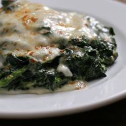 BAKED   SPINACH ,   MOZZARELLA   CHEESE   AND   PARMESAN