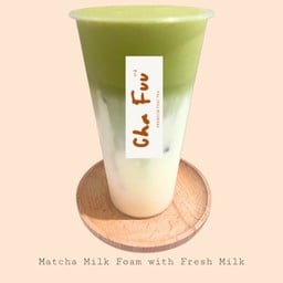 มัทฉะโฟมนม + นมสด