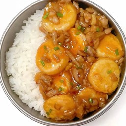 ข้าวหน้าเต้าหู้ไข่ผัดซอส