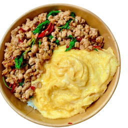 ข้าวไข่ข้นกะเพราหมูสับ