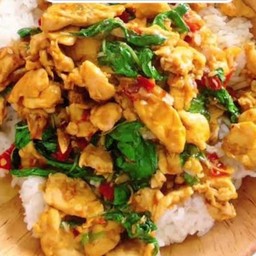 กระเพราไก่ราดข้าว